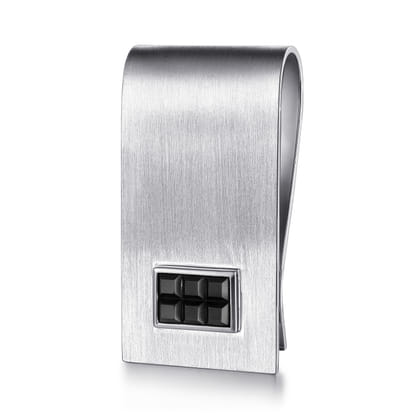 925 Sterling Silver Money Clip with Titanium Square Inlay