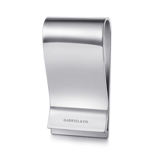 925 Sterling Silver Money Clip with Titanium Square Inlay