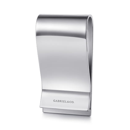 925 Sterling Silver Money Clip with Titanium Square Inlay