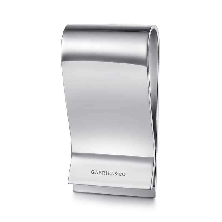 925 Sterling Silver Money Clip with Titanium Square Inlay - Shot 2