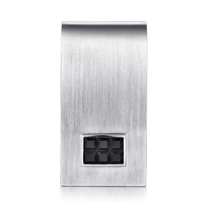 925 Sterling Silver Money Clip with Titanium Square Inlay