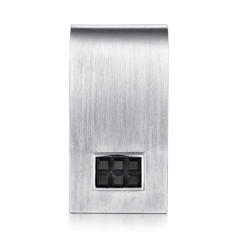 925 Sterling Silver Money Clip with Titanium Square Inlay - Shot 3