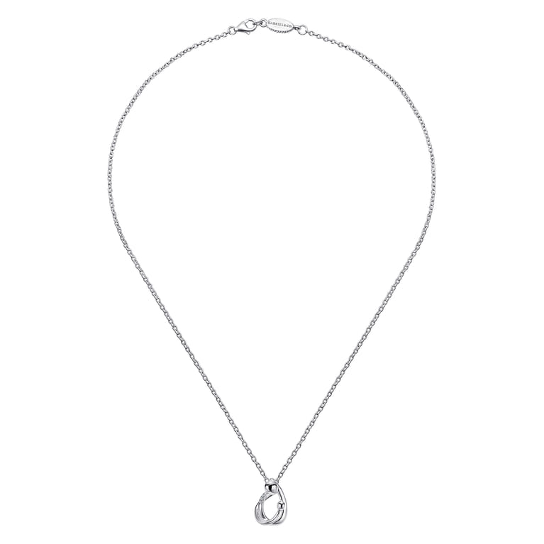 925 Sterling Silver Mother and Child Pendant Necklace with Diamonds - 0.02 ct - Shot 2