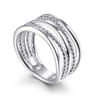 925 Sterling Silver Multi Row Bujukan Bead Curved Wide Band Ring