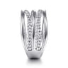 925 Sterling Silver Multi Row Bujukan Bead Curved Wide Band Ring