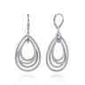 925 Sterling Silver Multi Row Open Teardrop Leverback Earrings