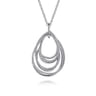 925 Sterling Silver Multi Row of Rope Teardrop Pendant Necklace