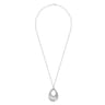 925 Sterling Silver Multi Row of Rope Teardrop Pendant Necklace