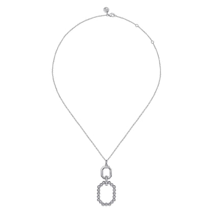 925 Sterling Silver Octagon White Sapphire Bujukan Drop Pendant Necklace