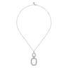 925 Sterling Silver Octagon White Sapphire Bujukan Drop Pendant Necklace