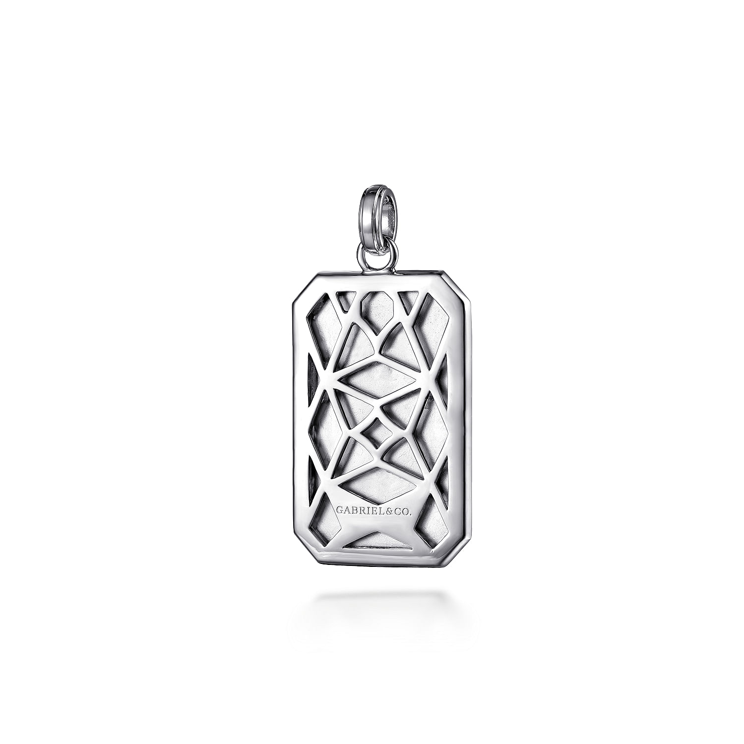 925 Sterling Silver Om Symbol Dog Tag Pendant - 0.03 ct - Shot 2