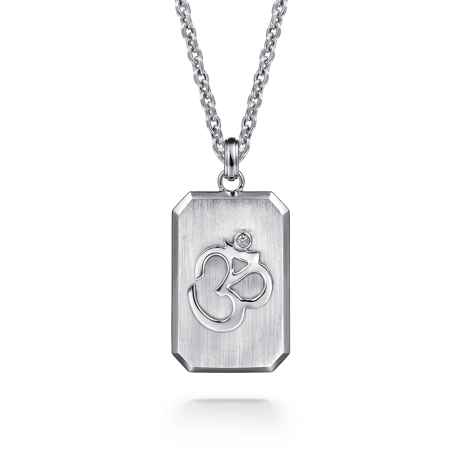 925 Sterling Silver Om Symbol Dog Tag Pendant - 0.03 ct - Shot 3