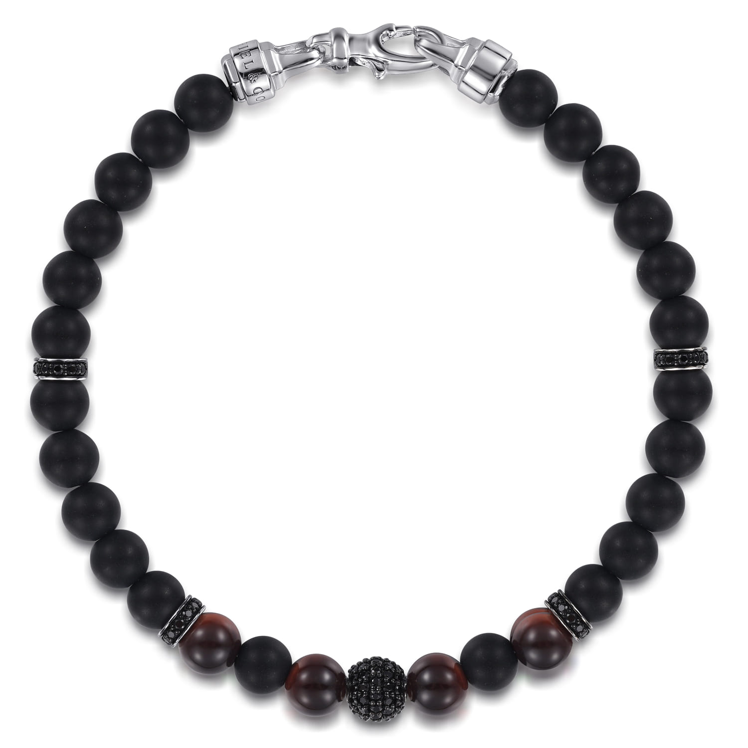 925 Sterling Silver Onxy and Kyanite Beaded Bracelet - Shot 1