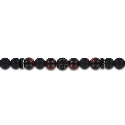 925 Sterling Silver Onxy and Kyanite Beaded Bracelet