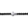 925 Sterling Silver Onyx Beads Cross Bracelet