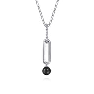 925 Sterling Silver Onyx Bujukan Drop Necklace