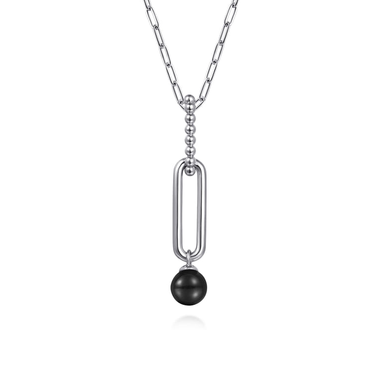 925 Sterling Silver Onyx Bujukan Drop Necklace - Shot 1
