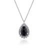925 Sterling Silver Onyx Bujukan Teardrop Necklace With Pattern