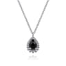 925 Sterling Silver Onyx Bujukan Teardrop Necklace With Pattern