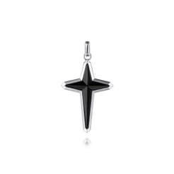 925 Sterling Silver Onyx Cross Pendant