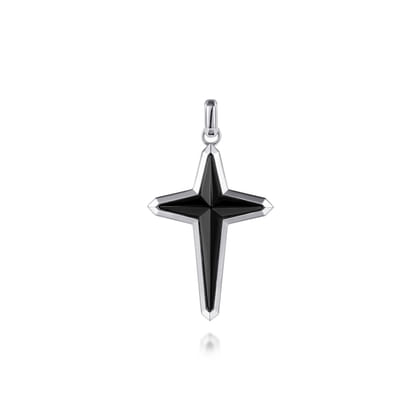 925 Sterling Silver Onyx Cross Pendant