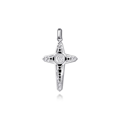 925 Sterling Silver Onyx Cross Pendant