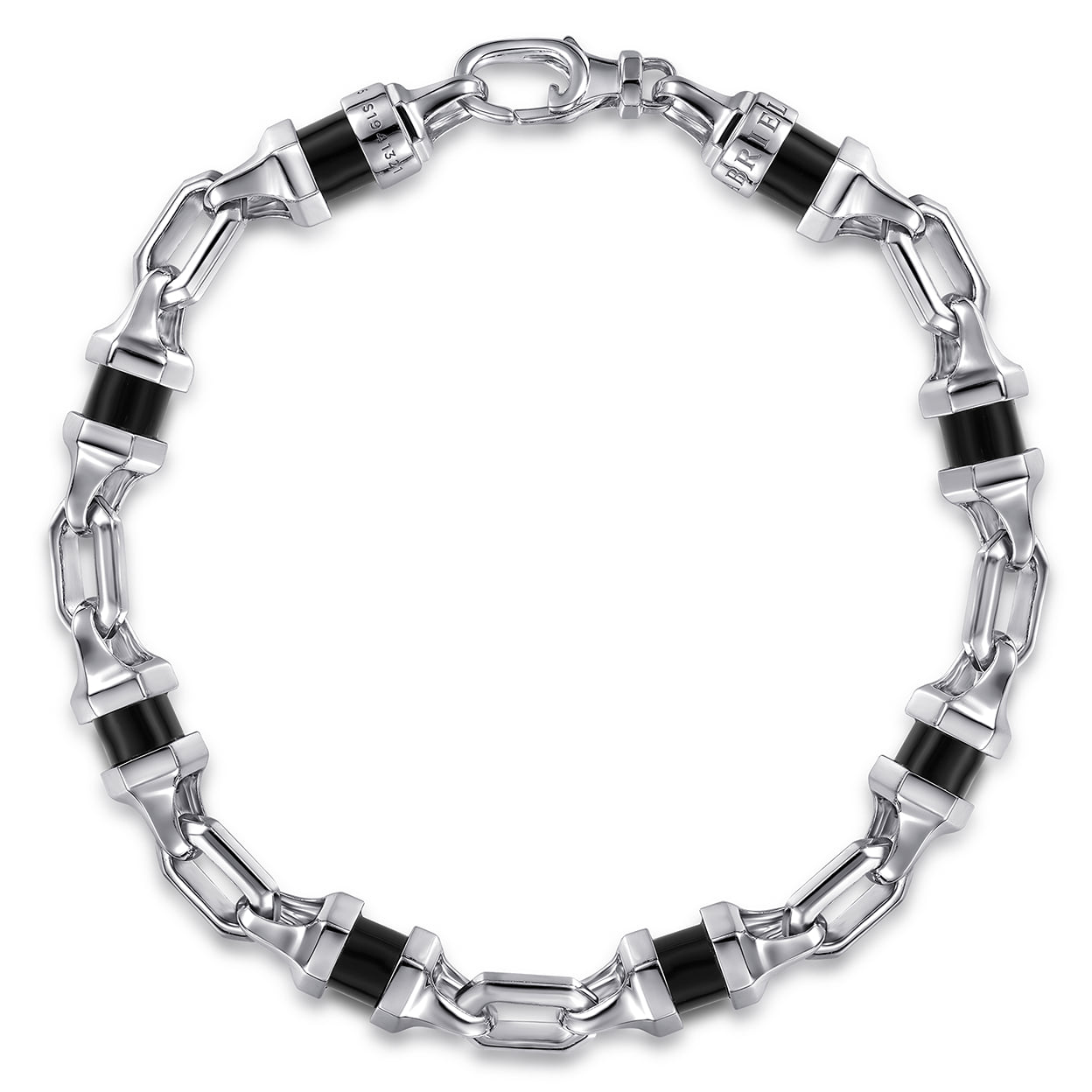 925 Sterling Silver Onyx Cylinder Beaded Mens Bracelet @ $825 