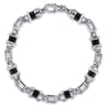 925 Sterling Silver Onyx Cylinder Beaded Mens Bracelet