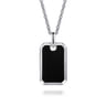 925 Sterling Silver Onyx Dog Tag Pendant