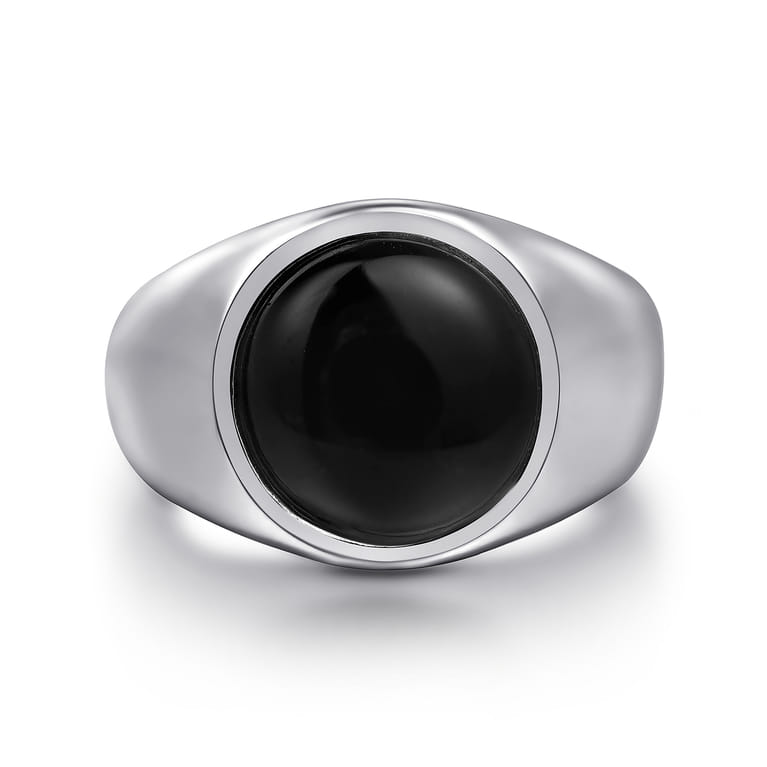 925 Sterling Silver Onyx Signet Ring - Shot 1