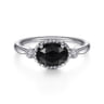 925 Sterling Silver Onyx and Diamond Ring - 0.03 ct