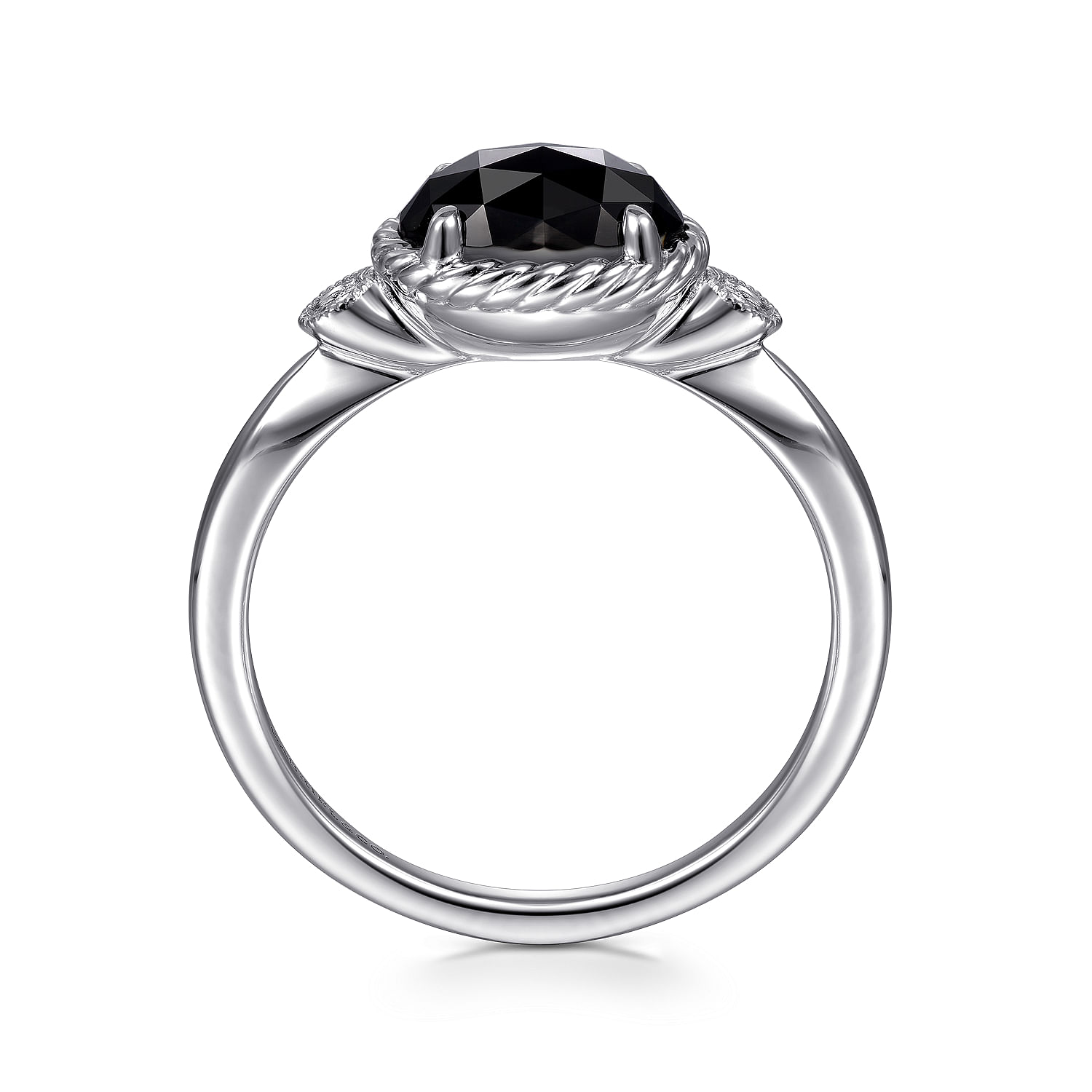 925 Sterling Silver Onyx and Diamond Ring - 0.03 ct - Shot 2