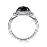 925 Sterling Silver Onyx and Diamond Ring - 0.03 ct