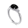 925 Sterling Silver Onyx and Diamond Ring - 0.03 ct