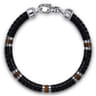 925 Sterling Silver Onyx and Tiger Eye Cylinder Beaded Bracelet