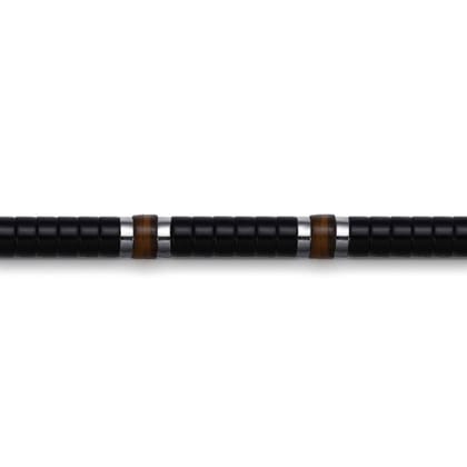 925 Sterling Silver Onyx and Tiger Eye Cylinder Beaded Bracelet