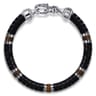 925 Sterling Silver Onyx and Tiger Eye Cylinder Beaded Bracelet