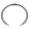 925 Sterling Silver Open Cuff Bracelet with Black Grommet Inlay