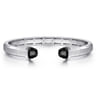 925 Sterling Silver Open Cuff Bracelet with Black Onyx Stones