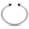 925 Sterling Silver Open Cuff Bracelet with Black Onyx Stones