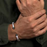925 Sterling Silver Open Cuff Bracelet with Black Onyx Stones