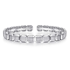 925 Sterling Silver Open Cuff Geometric Bangle