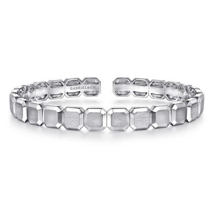 925 Sterling Silver Open Cuff Geometric Bangle