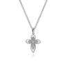 925 Sterling Silver Openwork Diamond Cross Necklace - 0.03 ct