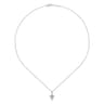 925 Sterling Silver Openwork Diamond Cross Necklace - 0.03 ct
