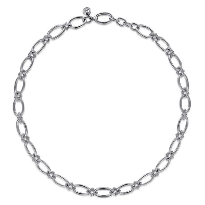 925 Sterling Silver Oval Link Chain Necklace with Bujukan Connectors