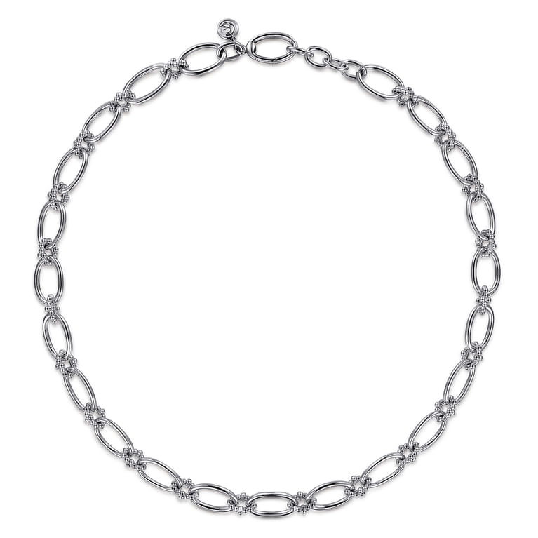 925 Sterling Silver Oval Link Chain Necklace with Bujukan Connectors - Shot 2