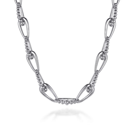 925 Sterling Silver Oval Link Chain Necklace with Bujukan Connectors
