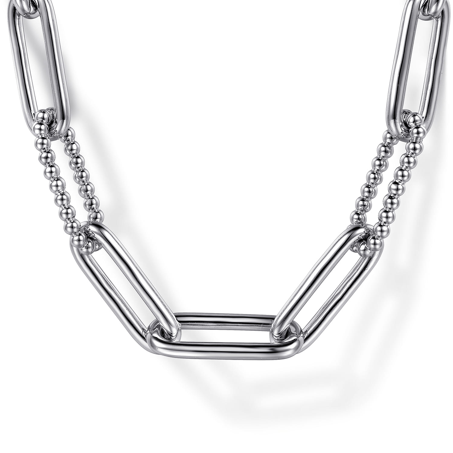 925 Sterling Silver Oval Link Chain Necklace with Bujukan Stations - Shot 1