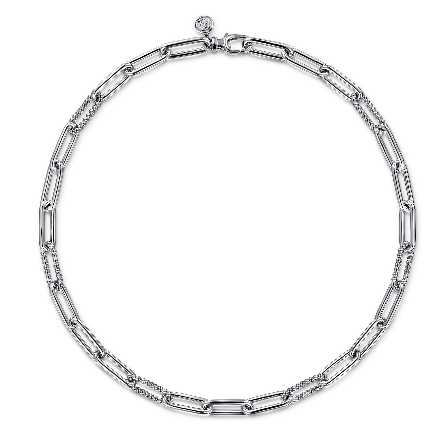 925 Sterling Silver Oval Link Chain Necklace with Bujukan Stations - Shot 2